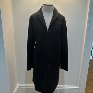 Faconnable Black Wool Coat with Jacquard Pattern on Color — Size EU 40 US 6